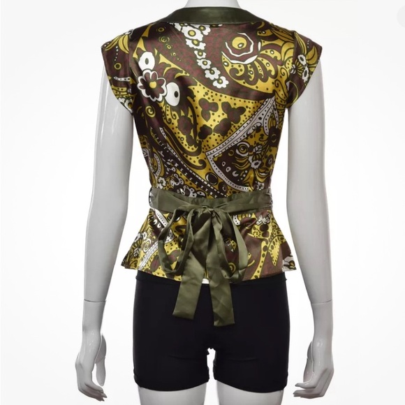 BCBGMAXAZRIA Satin Print Cap Sleeve Wrap Blouse Small Excellent condition - Picture 2 of 9